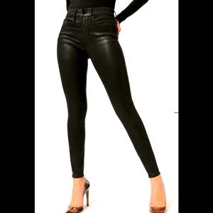 Good American Black Coated Denim